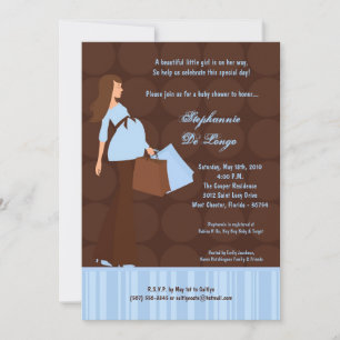 Invitation 5x7 Modern Mod Maman Shopping Baby shower Invitati