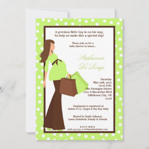 Invitation 5x7 Modern Mod Maman Shopping Baby shower Invitati