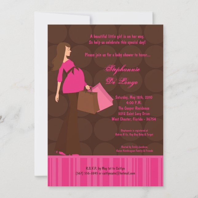Invitation 5x7 Modern Mod Maman Shopping Baby shower Invitati (Devant)