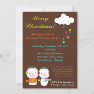 Invitation 5x7 Moderne Snowman Flak Christmas Party Invitatio