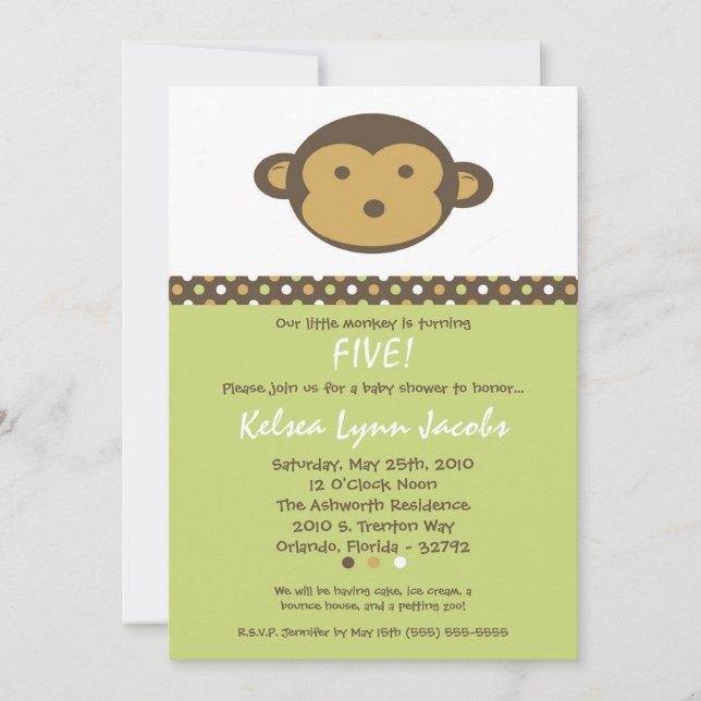 Invitation 5x7 Neut Moderne Mod Singe Anniversaire Par Invita (Devant)