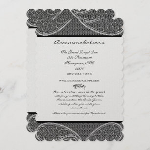 Invitation 5x7 noir et blanc Vintage Paisley Mariage damassé