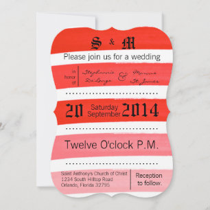 Invitation 5x7 Ombre Stripe Red Line Fade