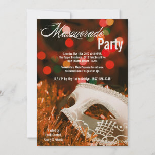 Invitation 5x7 Orange Masquerade Sweet 16 Anniversaire Invita
