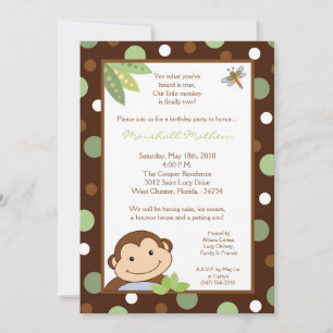 Invitation 5x7 Papgayo Monkey Jungle Anniversaire Partie Invi