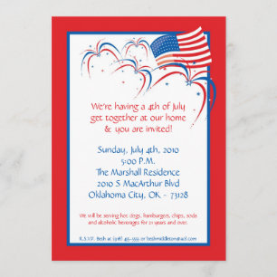 Invitation 5x7 Party quatrièmement 4 juillet l'invitation de