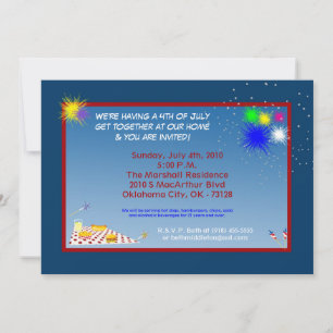 Invitation 5x7 Party quatrièmement 4 juillet l'invitation de