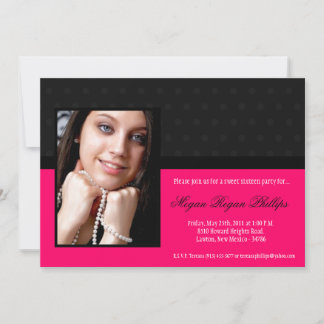 Invitation 5x7 Pink Polka PHOTO Sweet 16 Anniversaire Invitat