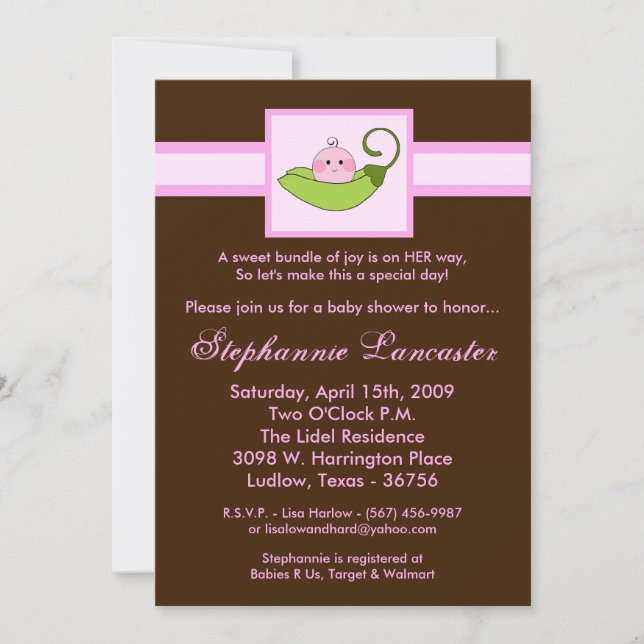 Invitation 5x7 Pois rose doux dans Baby shower de pois (Devant)