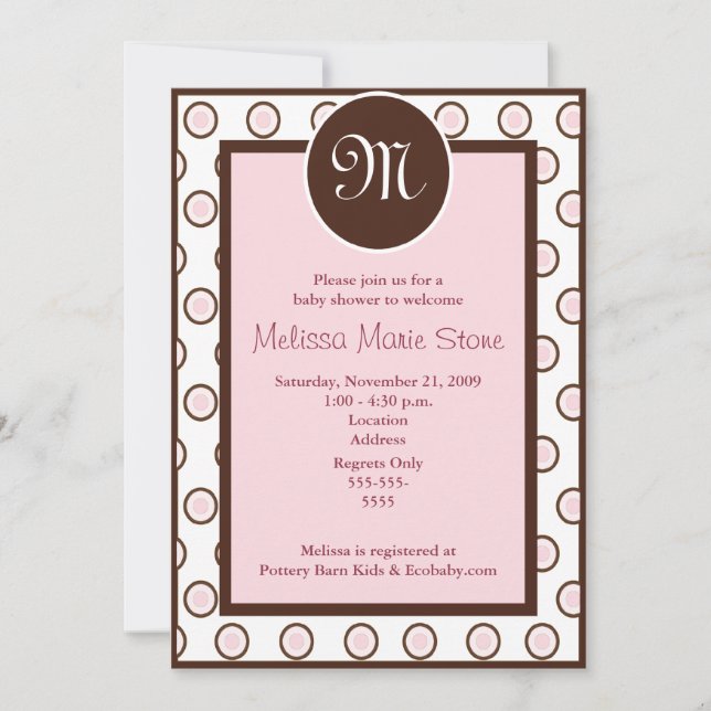 Invitation 5x7 Pot tendance rose, mauve et Baby shower Brown (Devant)