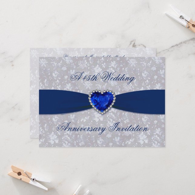 Invitation 5x7 pour 45e anniversaire de mariage en (Devant/Arrière en situation)