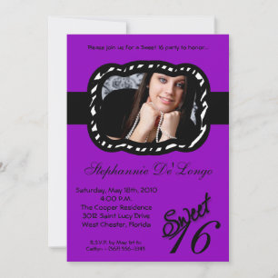 Invitation 5x7 Purple Band PHOTO Sweet 16 Anniversaire Invita