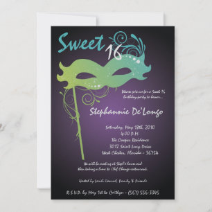 Invitation 5x7 Purple Masquerade Sweet 16 Anniversaire Invita