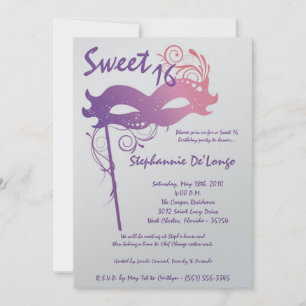 Invitation 5x7 Purple Masquerade Sweet 16 Anniversaire Invita