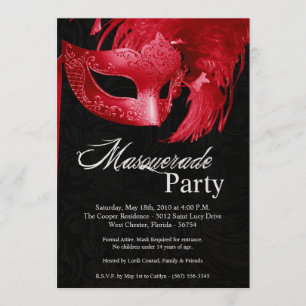 Invitation 5x7 Red Masquerade Sweet 16 Anniversaire Invitatio