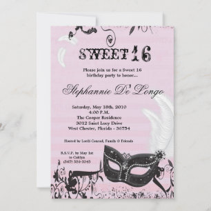 Invitation 5x7 Rose Masquerade Sweet 16 Anniversaire Invitati