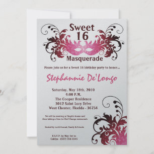 Invitation 5x7 Rose Masquerade Sweet 16 Anniversaire Invitati
