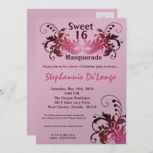 Invitation 5x7 Rose Masquerade Sweet 16 Anniversaire Invitati