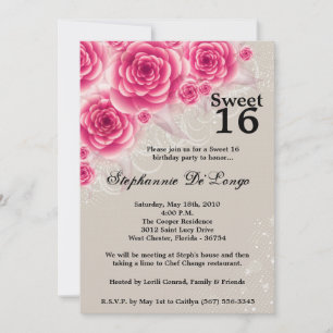 Invitation 5x7 Roses roses roses Floral Sweet 16 Anniversaire