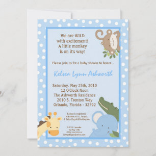 Invitation 5x7 Safari Jungle ZooInvitation Baby shower animal