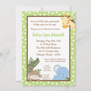 Invitation 5x7 Safari Jungle ZooInvitation Baby shower animal