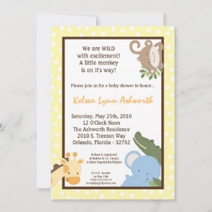 Invitation 5x7 Safari Jungle ZooInvitation Baby shower animal
