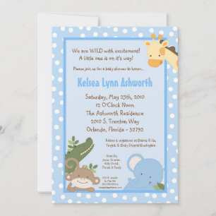 Invitation 5x7 Safari Jungle ZooInvitation Baby shower animal