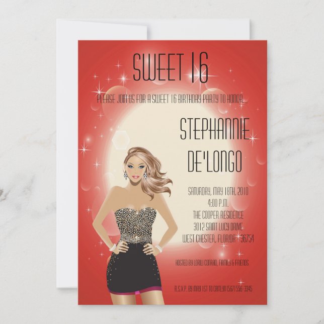 Invitation 5x7 Sassy Blonde Girl Sweet 16 Anniversaire Invita (Devant)