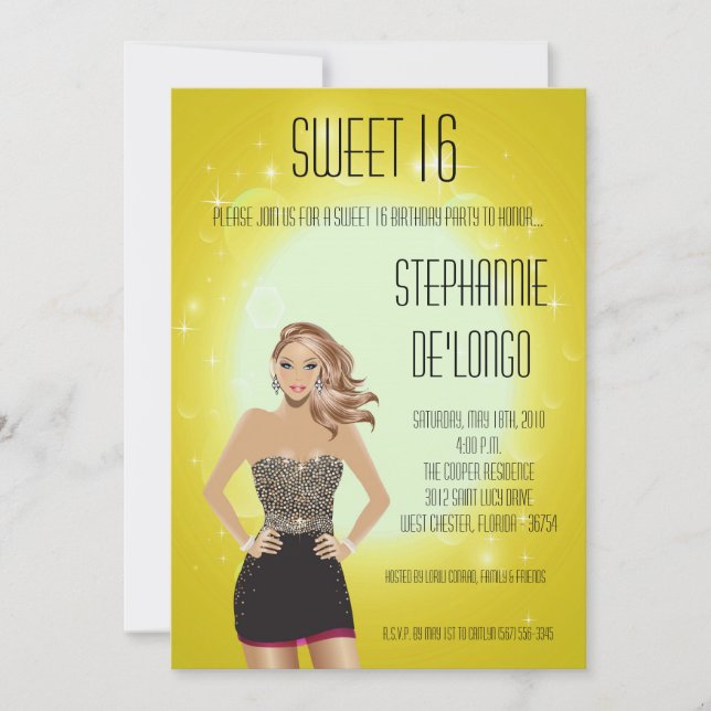 Invitation 5x7 Sassy Blonde Girl Sweet 16 Anniversaire Invita (Devant)