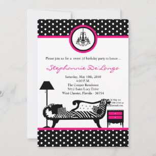 Invitation 5x7 Sassy Mobilier Sweet 16 Anniversaire Invitatio