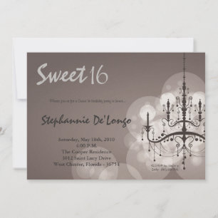 Invitation 5x7 Silver Chandelier Sweet 16 Birthday Invite
