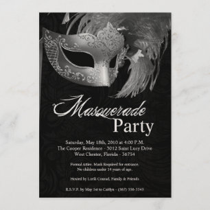 Invitation 5x7 Silver Masquerade Sweet 16 Anniversaire Invita