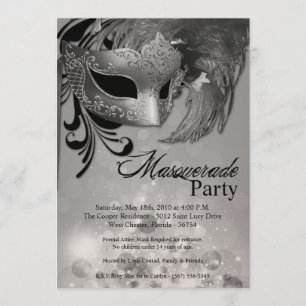 Invitation 5x7 Silver Masquerade Sweet 16 Anniversaire Invita