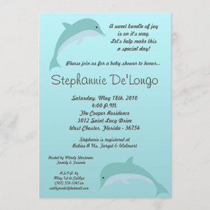 Invitation 5x7 sous l'invitation de baby shower de dauphin de