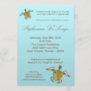 Invitation 5x7 sous l'invitation du Baby shower de la tortue 