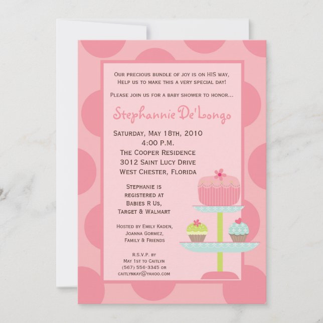Invitation 5x7 Sweet Traitements Coupe Baby shower gâteau Inv (Devant)