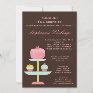 Invitation 5x7 Sweet Traitements Cup Cake Anniversaire Invita
