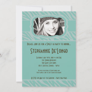 Invitation 5x7 Tiff Zebra PHOTO Sweet 16 Anniversaire Invitat