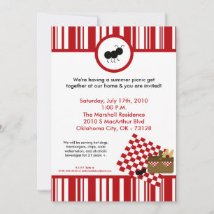 Invitation 5x7 Time Picnic Barbecue Summer