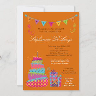 Invitation 5x7 Topsey Turvy Cake Sweet 16 Anniversaire Invita