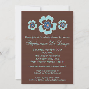 Invitation 5x7 Tropical Hawaiian Flower Baby shower Invitatio