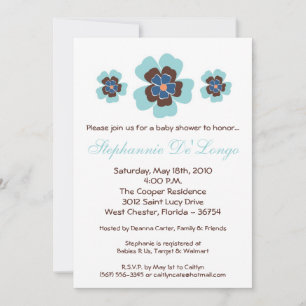 Invitation 5x7 Tropical Hawaiian Flower Baby shower Invitatio