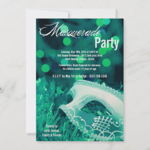 Invitation 5x7 Turquoise Masquerade Sweet 16 Anniversaire Inv
