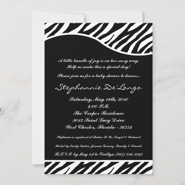 Invitation 5x7 White Tiger Anima Imprimer Baby shower Invitat (Devant)