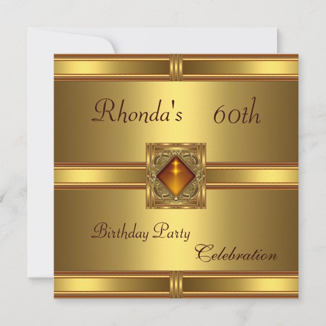 Invitation 60 ans Anniversaire Or sur Or (Devant)