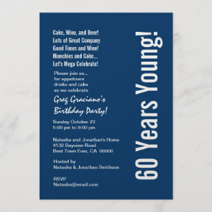 Invitation 60 ans d'âge moderne Bleu Blanc Rouge