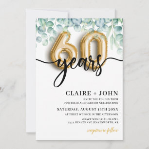 Invitation 60 ans d'anniversaire de verdure d'eucalyptus