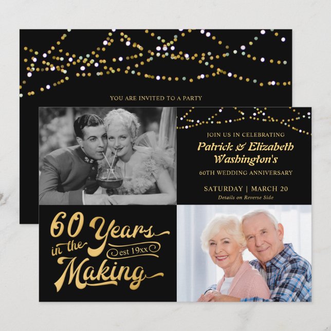 Invitation 60 ANS DE FABRICATION Then & Now Anniversaire (Devant / Derrière)