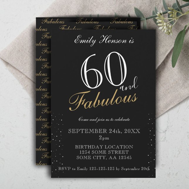 Invitation 60 ans et Fabuleux Anniversaire avec Écriture Élég (Créateur téléchargé)
