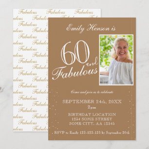 Invitation 60 ans et Fabuleux Élégant Beige Photo Anniversair